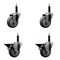 Service Caster 3.5'' Gray Poly Wheel Swivel 3/4'' Expanding Stem Caster Set 2 Brakes, 4PK SCC-EX20S3514-PPUB-2-PLB-2-34 - alternate 1
